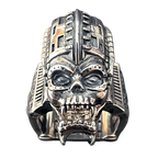 Fangface alien biomechanical ring by Monkey Wrench Designs, front view