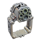 Gearhead biomechanical gearhead ring by Monkey Wrench Designs, back view