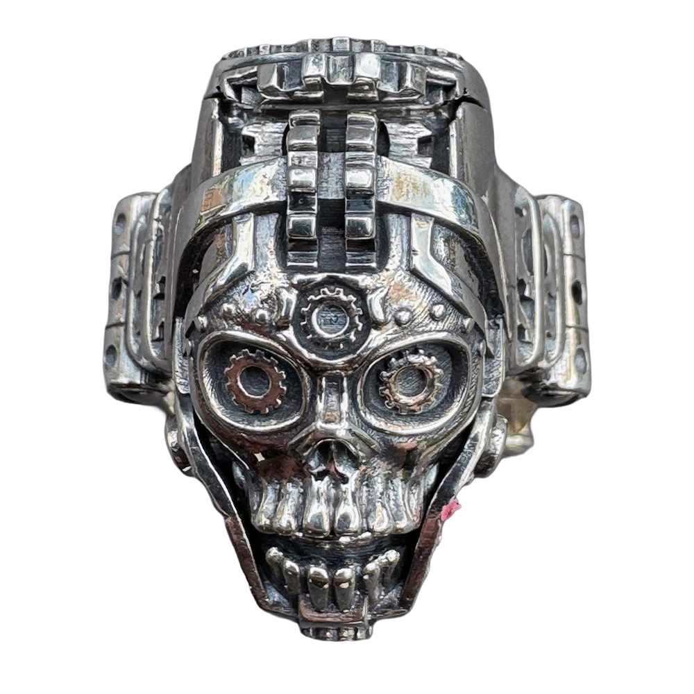 Gearhead biomechanical gearhead ring by Monkey Wrench Designs, top view