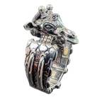 Rubberneck biomechanical giraffe ring by Monkey Wrench Designs, front left angle