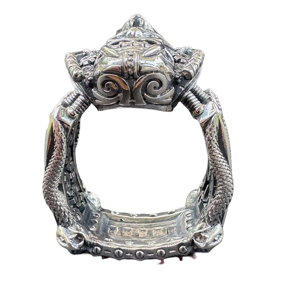 Samurai intricately detailed samurai ring by Monkey Wrench Designs, back view