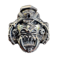 Samurai intricately detailed samurai ring by Monkey Wrench Designs, top view