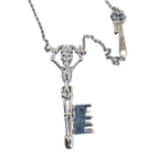 The Manacled King skeleton-key pendant necklace by Monkey Wrench Designs, shown on its chain
