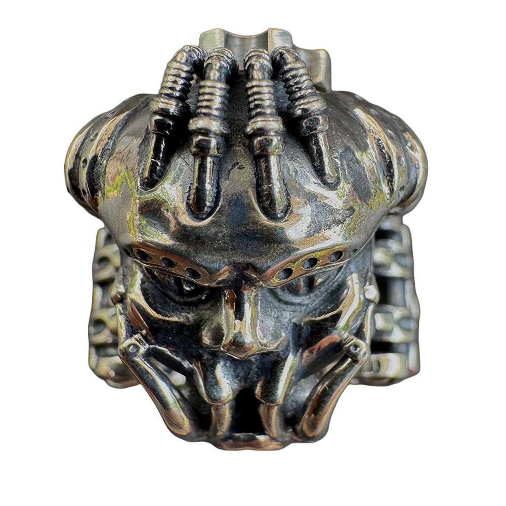 Torque piston-powered statement ring by Monkey Wrench Designs, top view