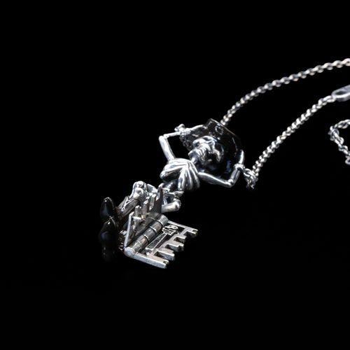 boot scootn boogeyman skeleton key necklace sterling silver angle