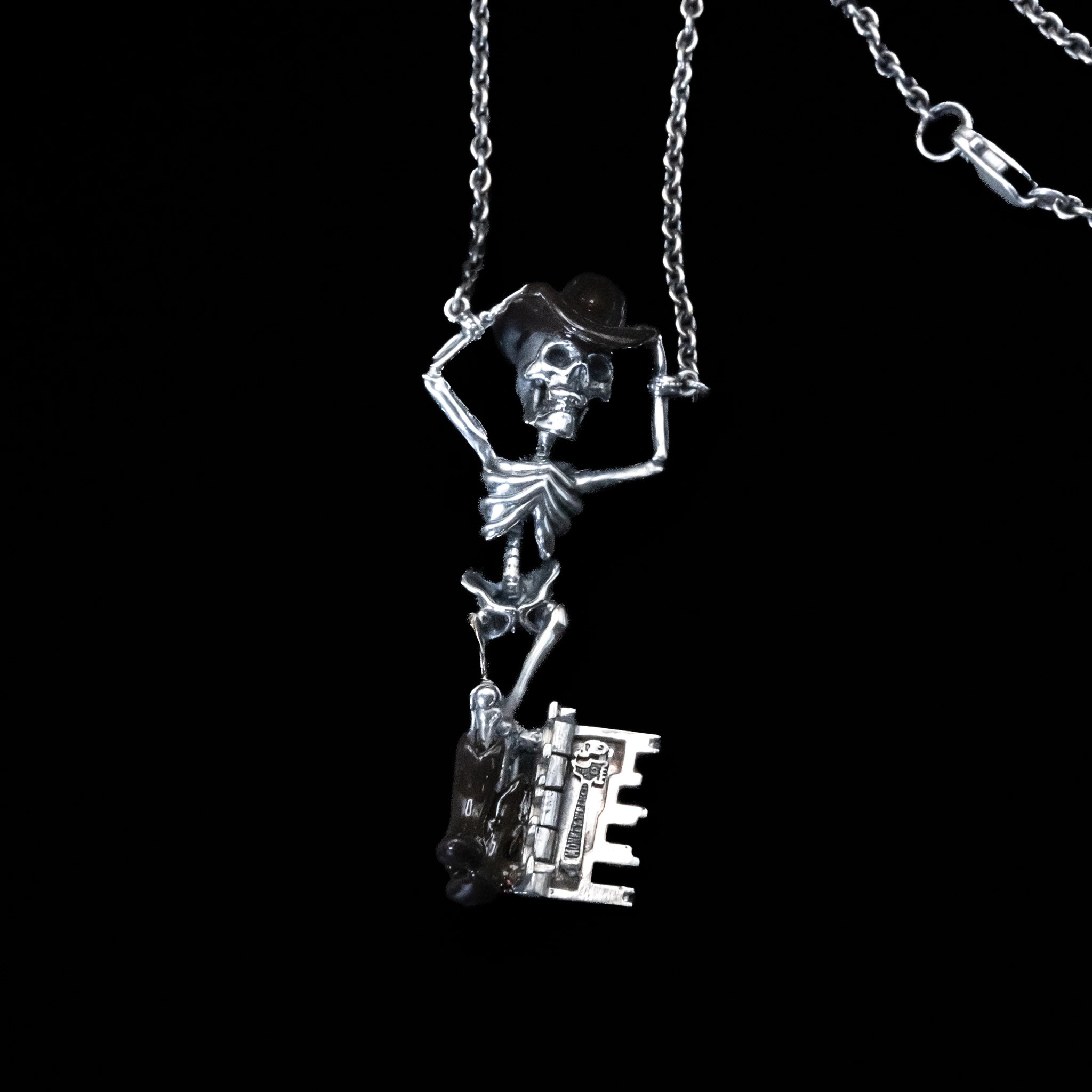 boot scootn boogeyman skeleton key necklace sterling silver front