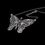 butterfly steampunk skeleton necklace sterling silver angle