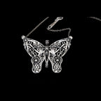 butterfly steampunk skeleton necklace sterling silver front