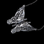 butterfly steampunk skeleton necklace sterling silver side