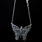 butterfly steampunk skeleton necklace sterling silver with chain