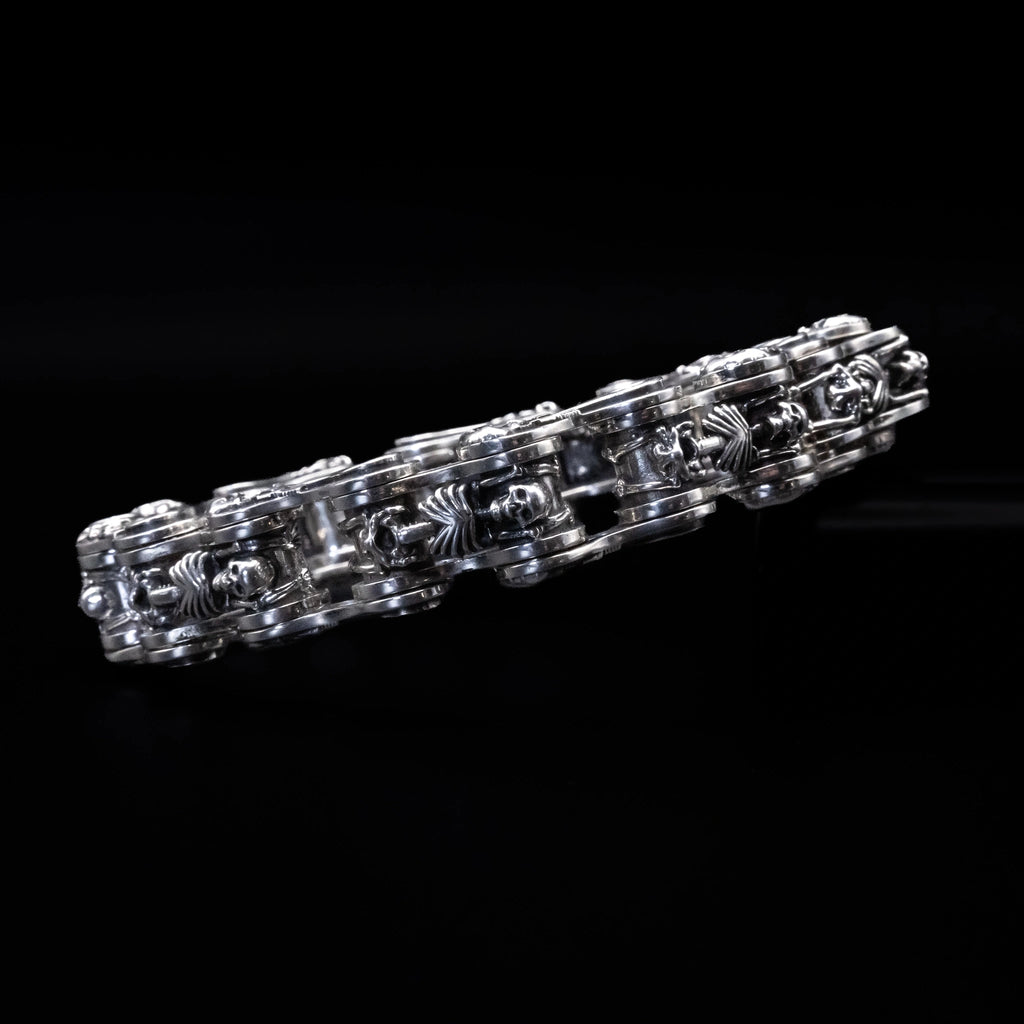 chain of fools motorcycle chain bracelet sterling silver angle