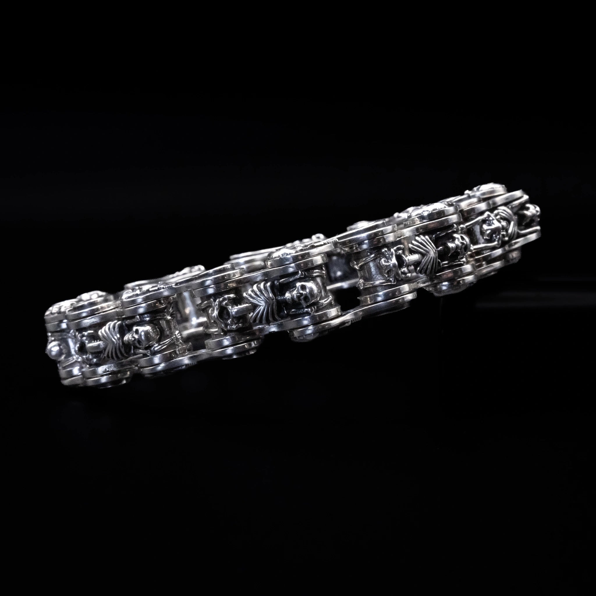 chain of fools motorcycle chain bracelet sterling silver angle