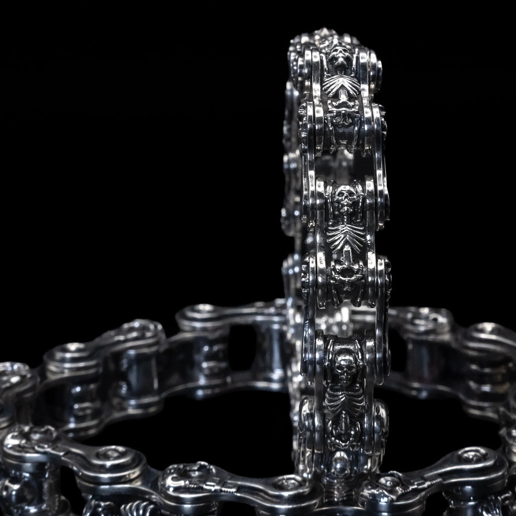 chain of fools motorcycle chain bracelet sterling silver detail