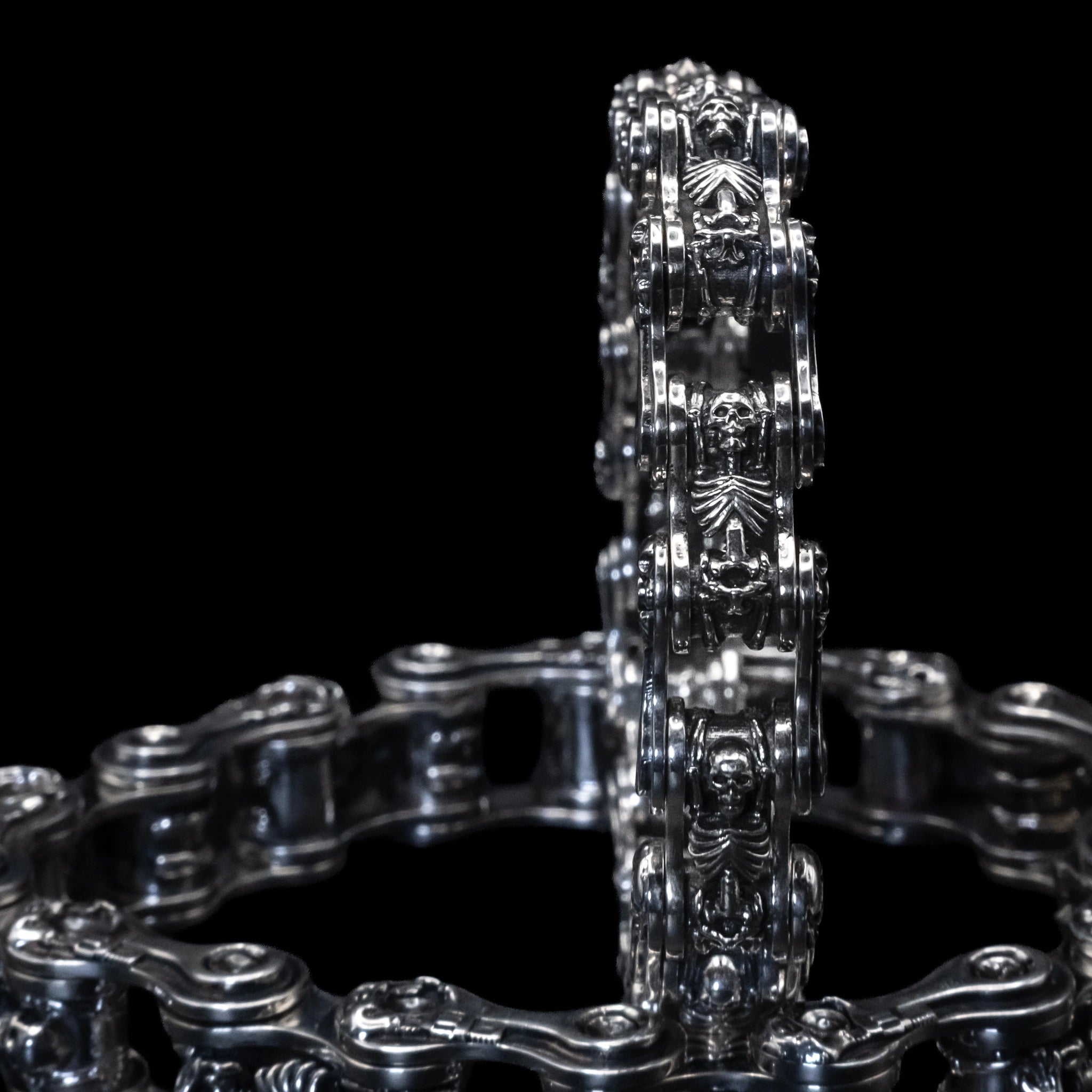 chain of fools motorcycle chain bracelet sterling silver detail