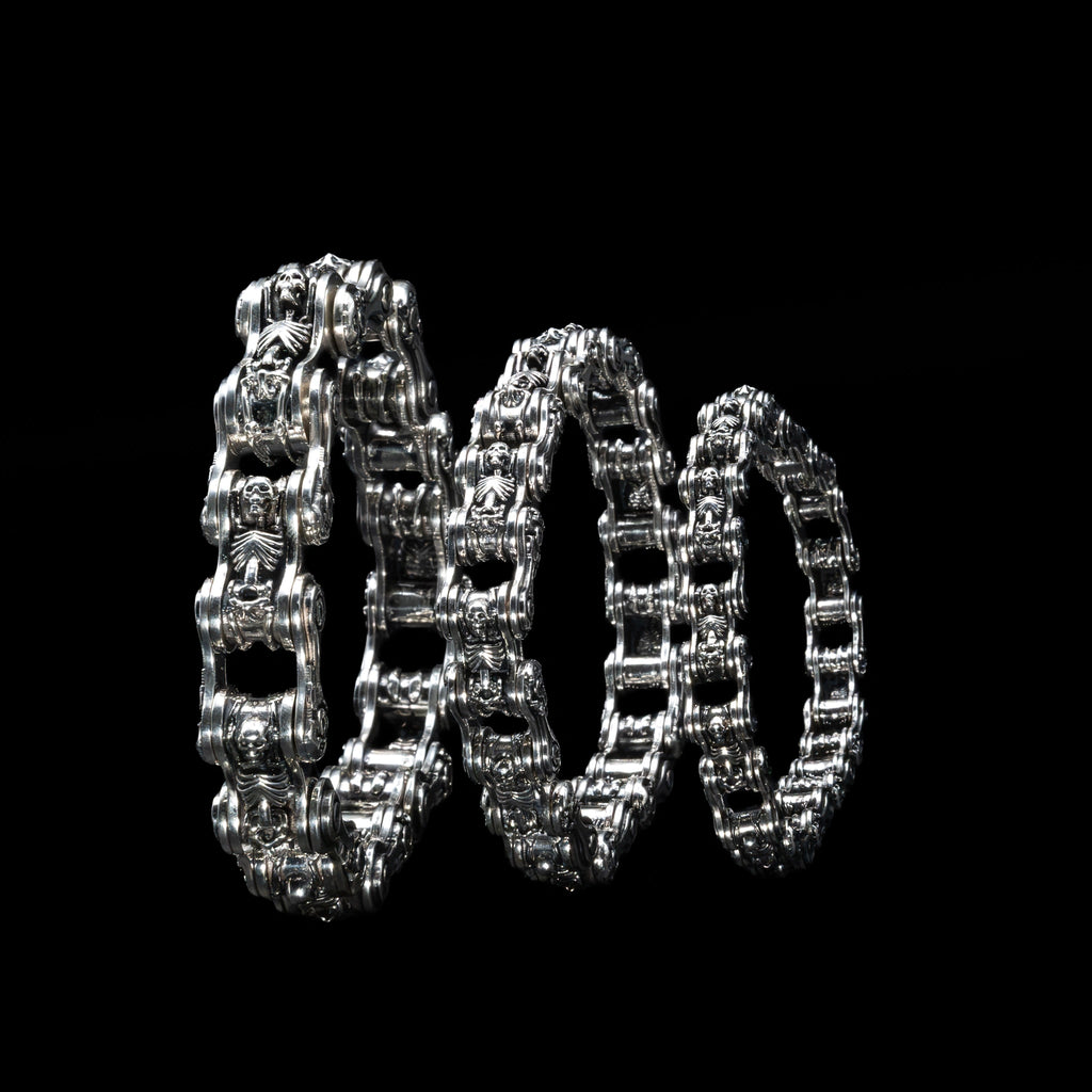 chain of fools motorcycle chain bracelet sterling silver group