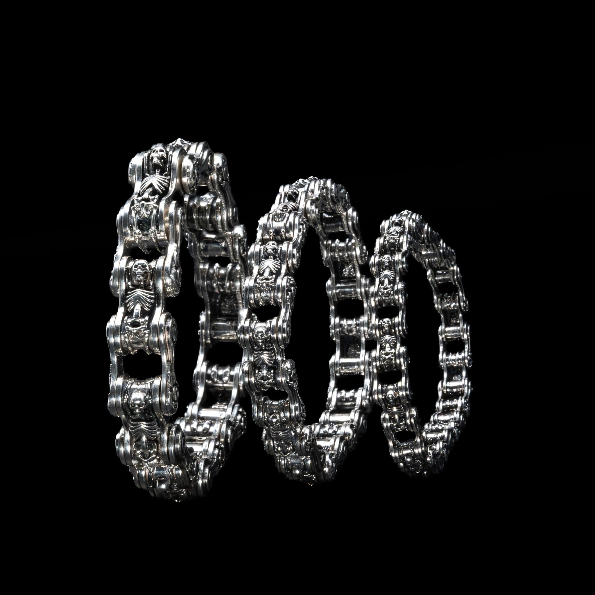 chain of fools motorcycle chain bracelet sterling silver group