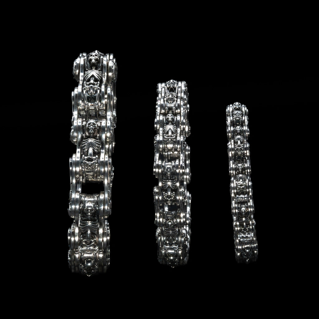 chain of fools motorcycle chain bracelet sterling silver three sizes