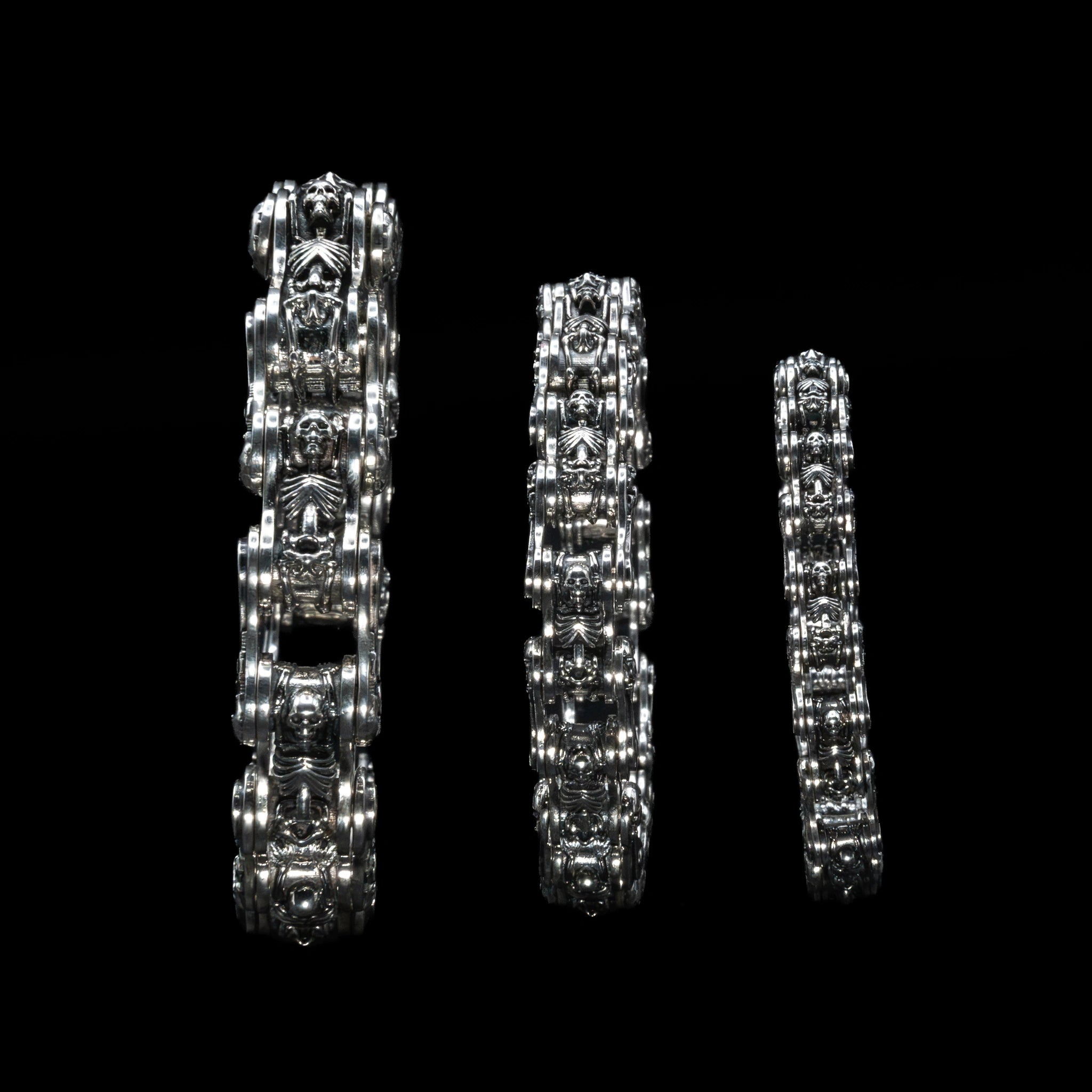 chain of fools motorcycle chain bracelet sterling silver three sizes