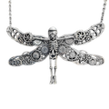 Dragonfly clockwork skeleton dragonfly necklace by Monkey Wrench Designs, front view