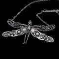 dragonfly steampunk skeleton necklace sterling silver angle