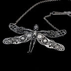 dragonfly steampunk skeleton necklace sterling silver angle