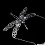 dragonfly steampunk skeleton necklace sterling silver close up