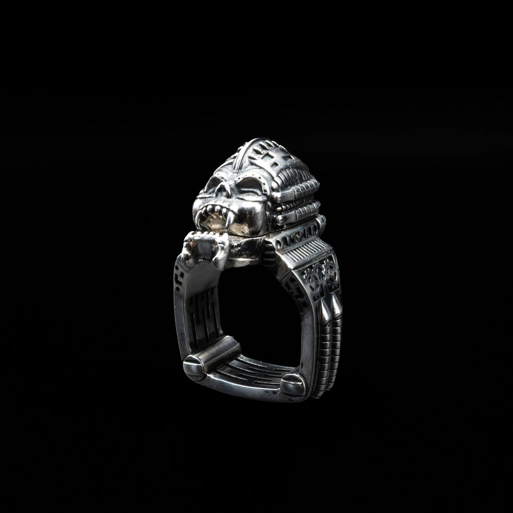fangface skull ring sterling silver front