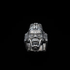gearhead skull ring sterling silver close up