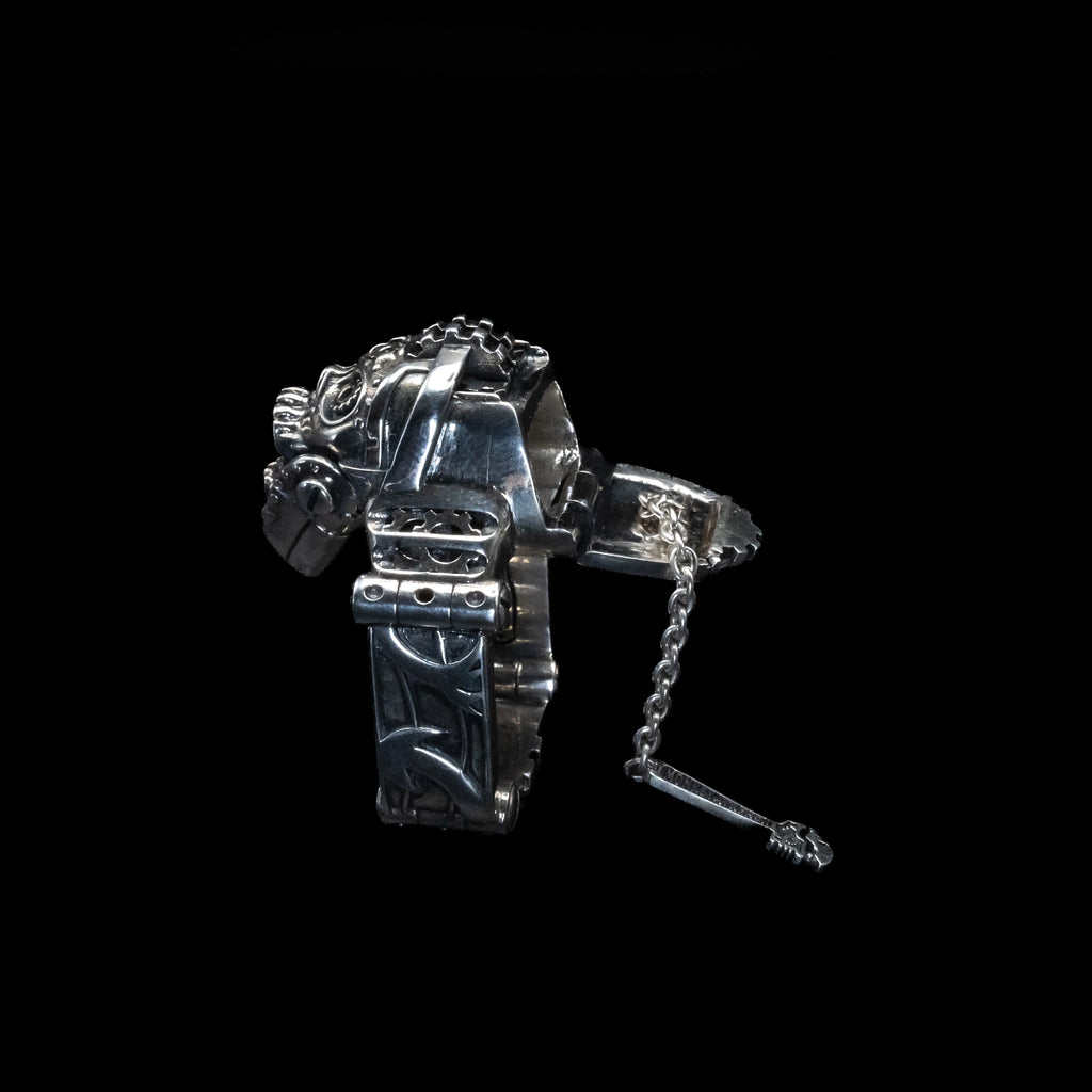 gearhead skull ring sterling silver hidden compartment