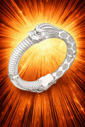 Heads or Tails Bangle Bracelet Wyvern-and-lion bangle bracelet by Monkey Wrench Designs, head detail