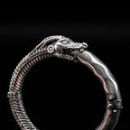 heads or tails wyvern lion bangle bracelet sterling silver close up