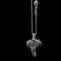 heart of power v twin engine necklace sterling silver front