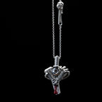 heart of power v twin engine necklace sterling silver front