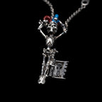 jester skeleton key necklace sterling silver angle