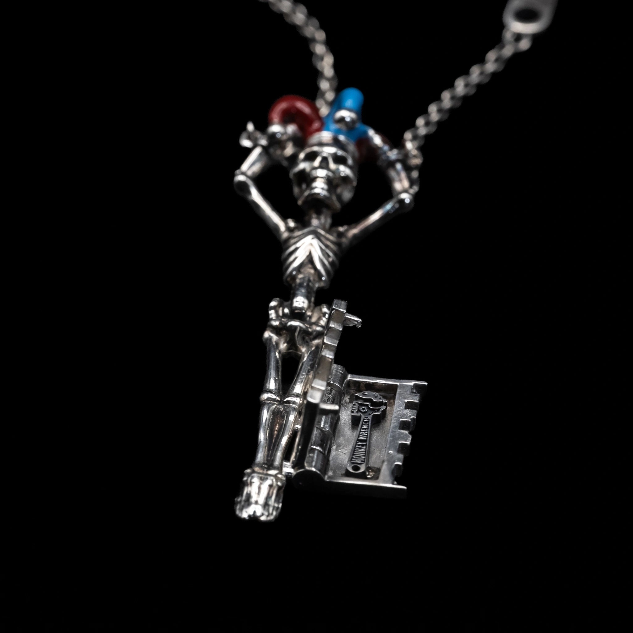 jester skeleton key necklace sterling silver angle