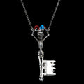 jester skeleton key necklace sterling silver front