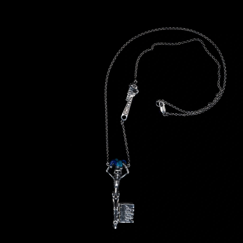 jester skeleton key necklace sterling silver full necklace