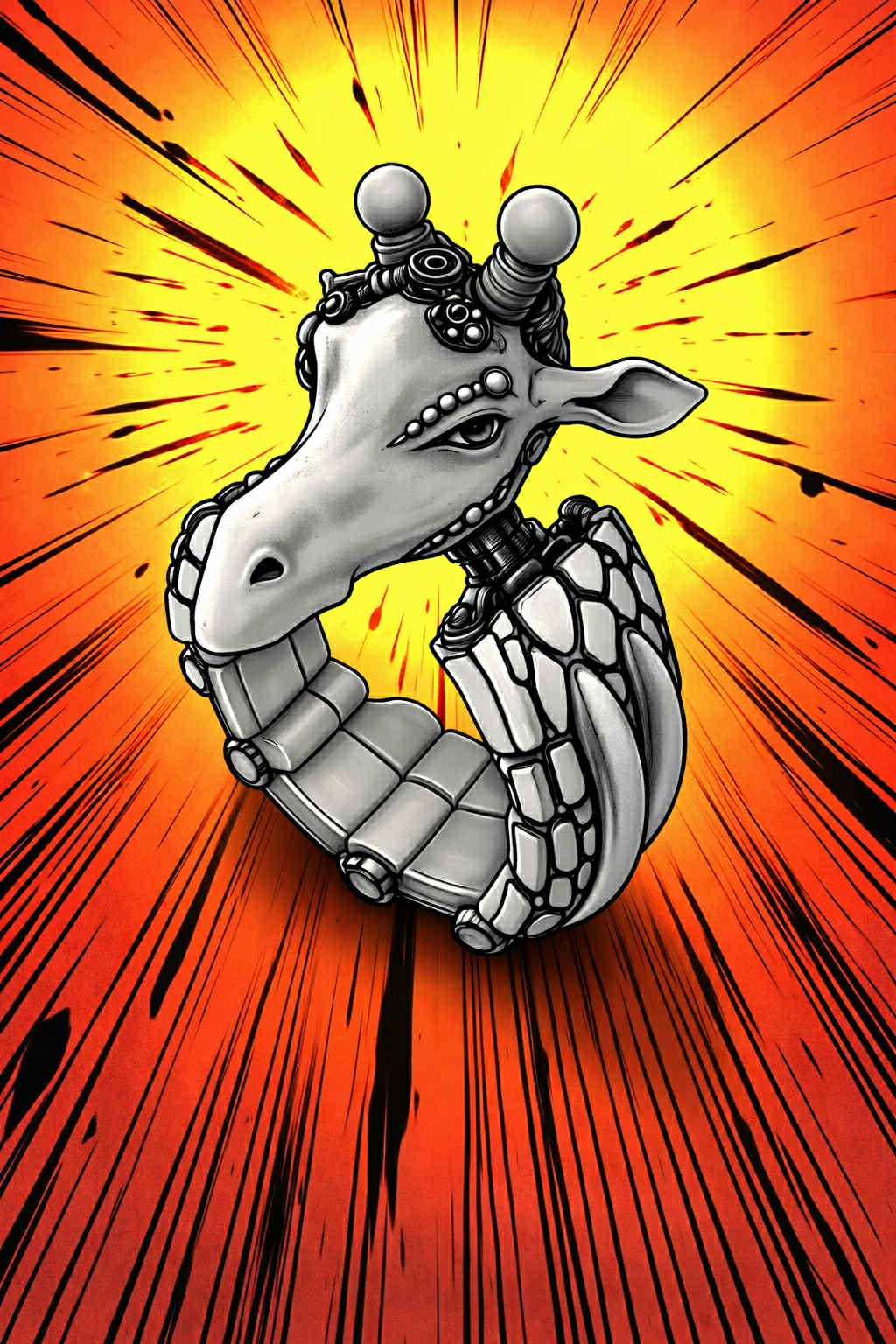 Rubberneck biomechanical giraffe ring by Monkey Wrench Designs