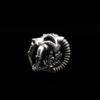 sabretooth skull ring cuff sterling silver ring close up