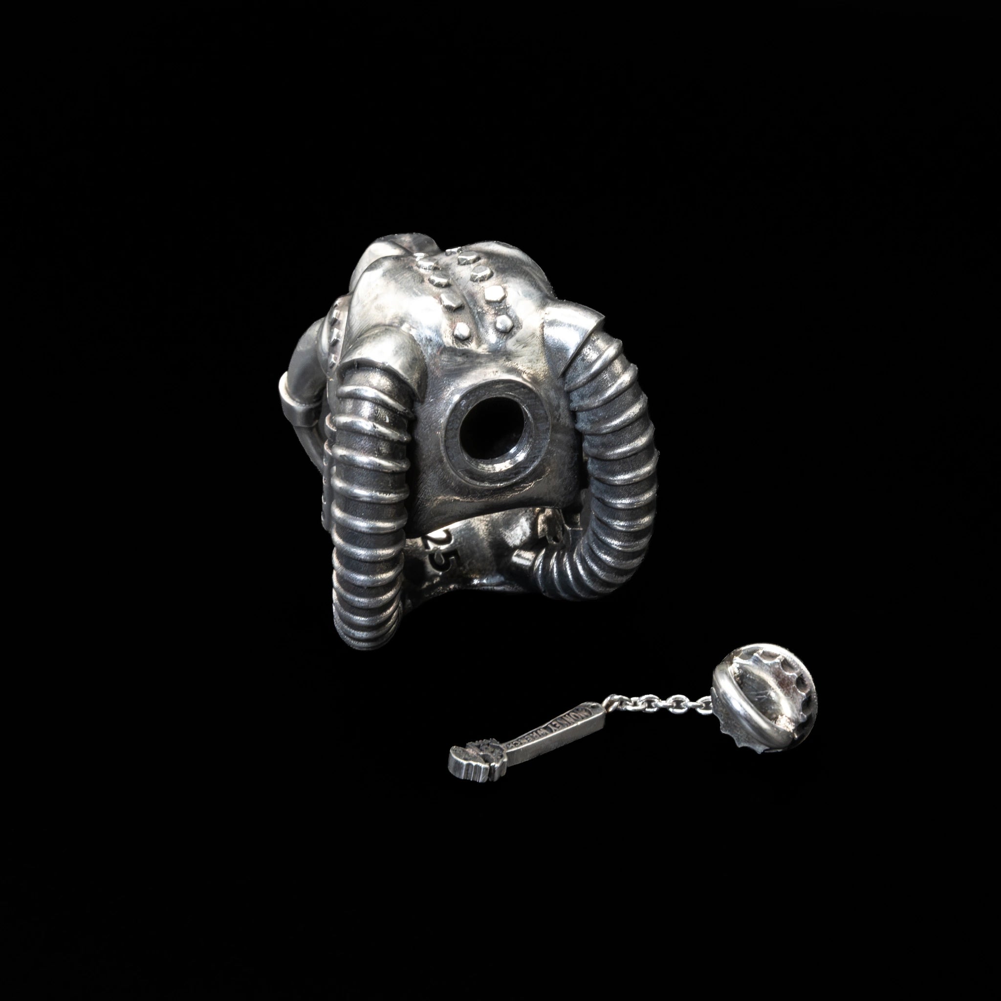sabretooth skull ring cuff sterling silver ring hidden compartment