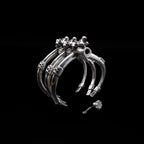 sabretooth skull ring cuff sterling silver three rib cuff
