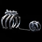 sabretooth skull ring cuff sterling silver three rib set angle