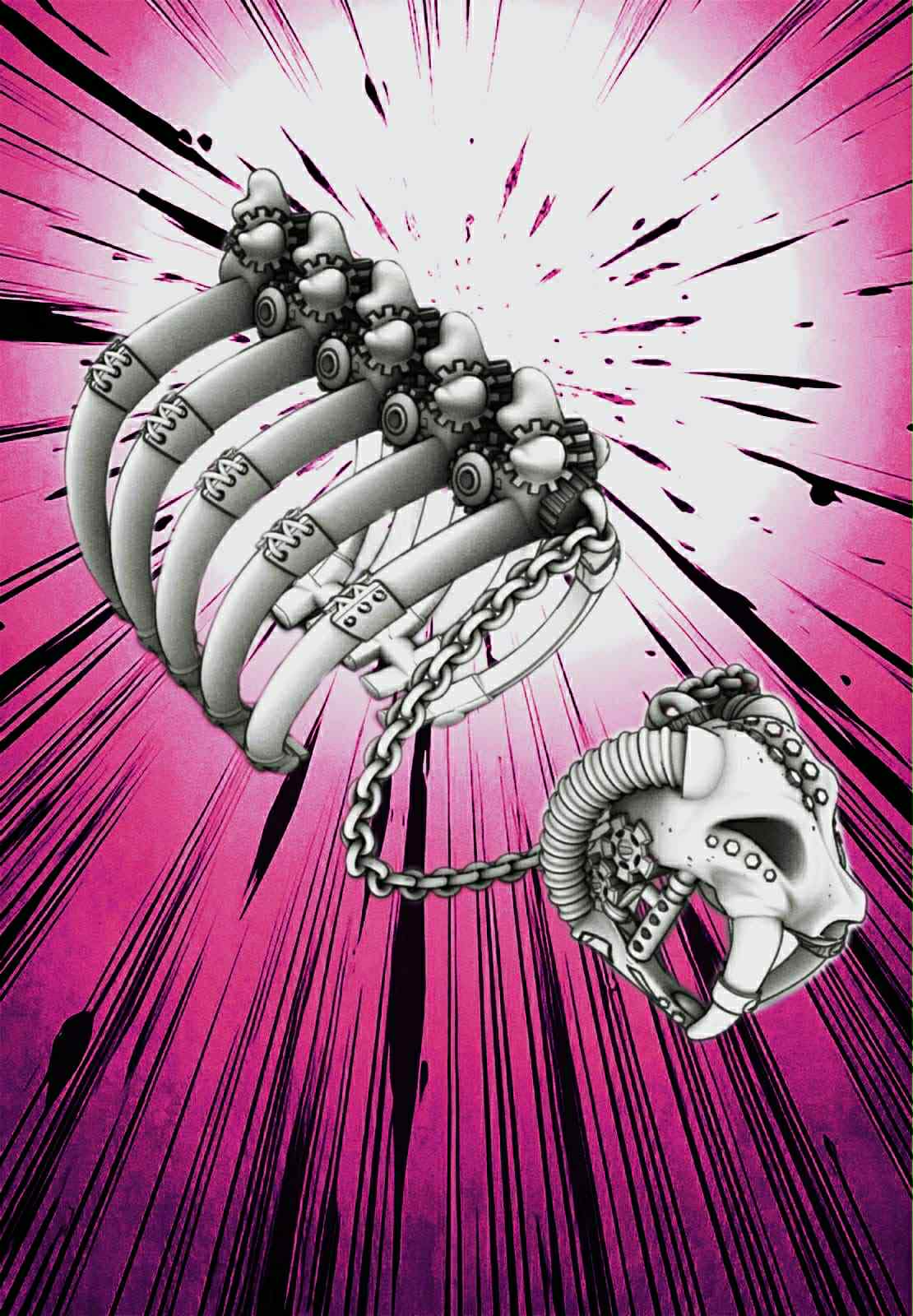 Sabretooth ring-and-cuff statement cuff bracelet by Monkey Wrench Designs