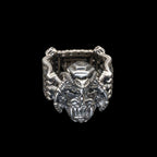 samurai mask ring sterling silver angle