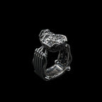 samurai mask ring sterling silver back