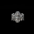 samurai mask ring sterling silver close up
