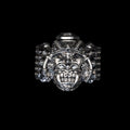 samurai mask ring sterling silver front