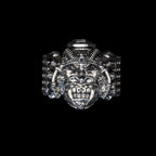 samurai mask ring sterling silver front