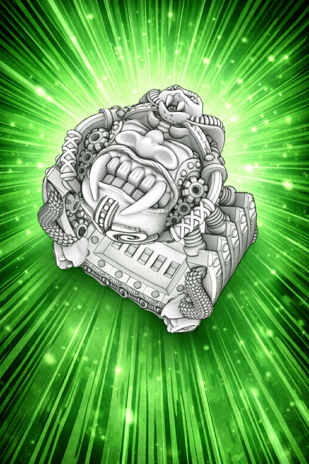 Samurai intricately detailed samurai ring by Monkey Wrench Designs