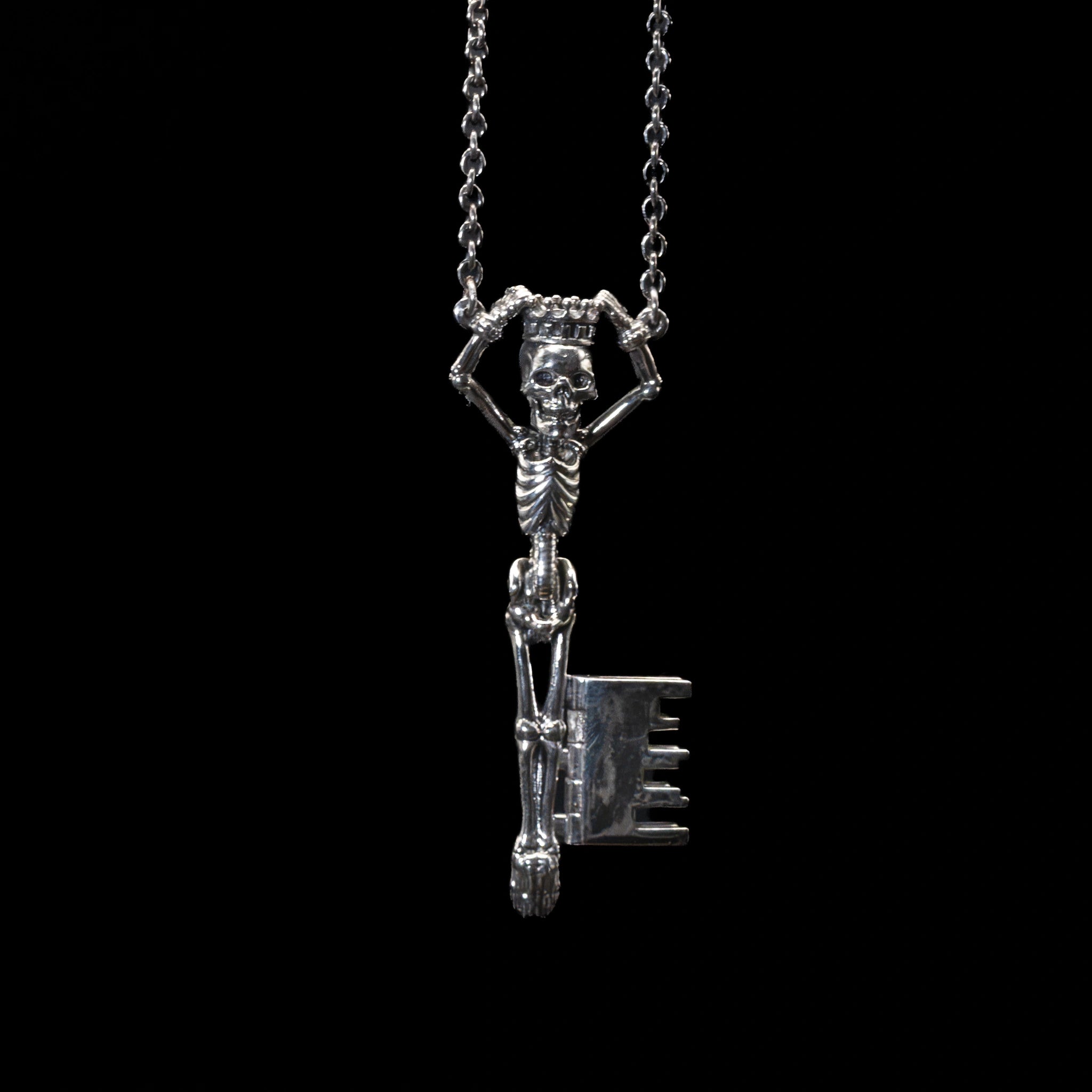 the manacled king skeleton key necklace sterling silver front